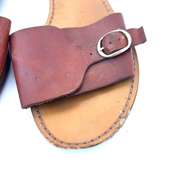 Sezane Heloise Low Mule Flats Leather Brown Sandals Natural Heritage 9 - Picture 9 of 11